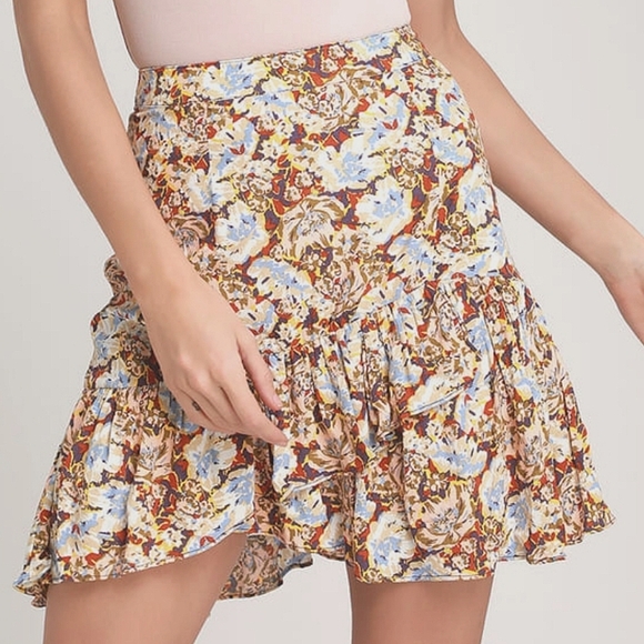 Free People Dresses & Skirts - Free people med floral yellow skirt size medium